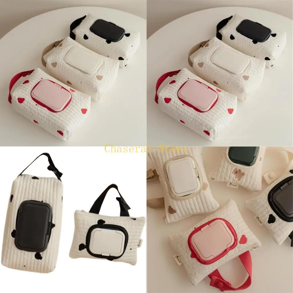 E7CE Nursery Essential Bear Embroidered Wet Wipe Stroller Bag for Active Families
