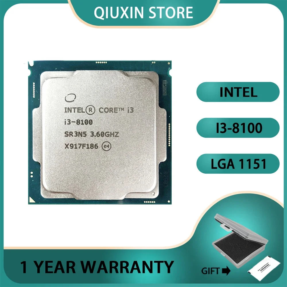 

Intel Core i3-8100CPU 3.6GHz Quad-Core Quad-Thread LGA 1151 i3 8100 Processor 6M 85W