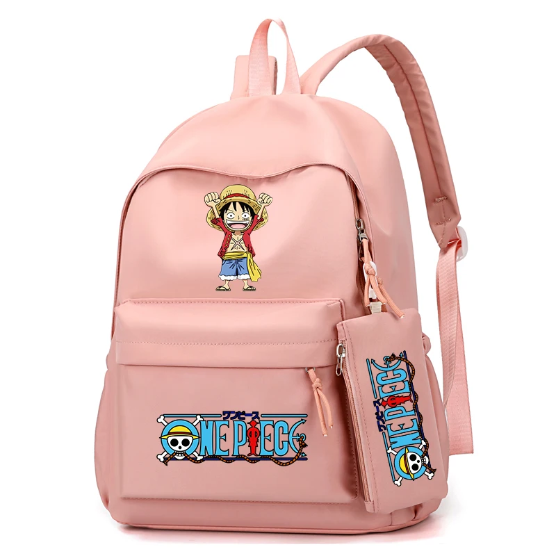 3Pcs/set Anime One Piece Backpack Teenager Girl Backpack Schoolbag with Lunch Bag Bookbag Rucksack Comfortable Travel Bag