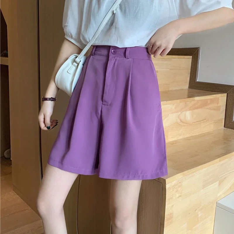 Wide Leg Shorts Women S-3XL Casual Solid All-match Streetwear Loose Personality High Waist Mujer Fashion Mature Classic Summer