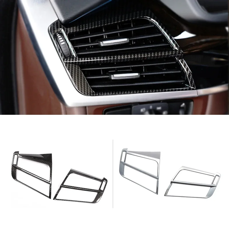 

For BMW X5 X6 F15 F16 2pcs Car Carbon Fiber Texture Interior Side Air Condition Air Vent Outlet Frame Cover Protective Trim