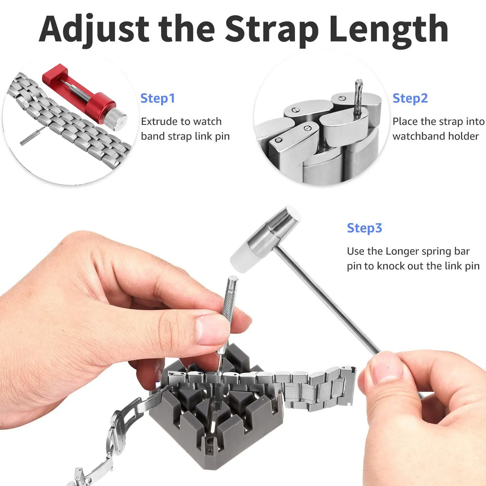 

1Set Metal Watch Link Removal Tool Kit Advanced Universal Watch Strap Link Remover Kit Band Adjuster Repair