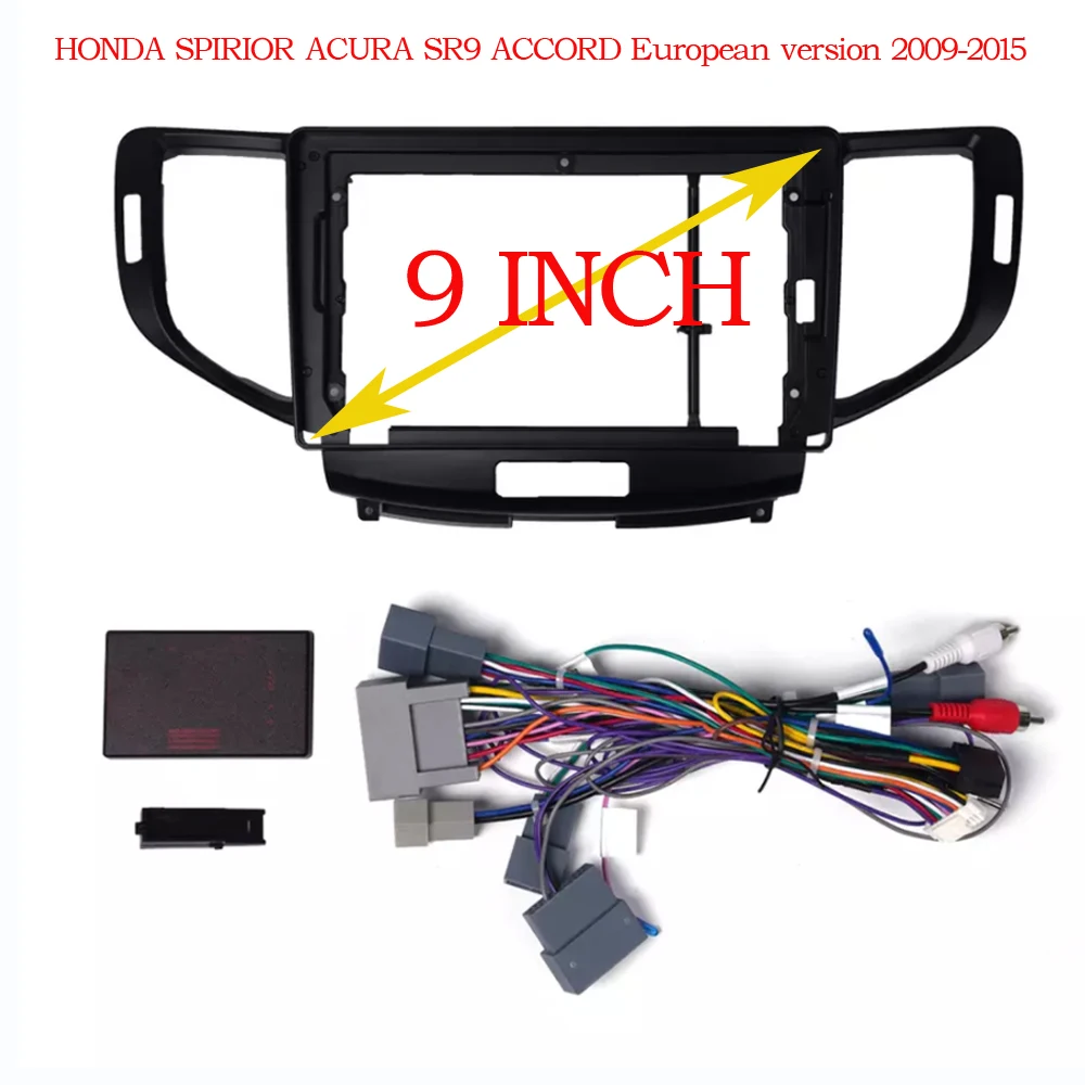 Marco de fascias de Radio de coche para Honda Accord CU CW Acura TSX 2007-2015 arnés de cableado de Panel estéreo de 9 pulgadas adaptador de Cable de alimentación Canbus