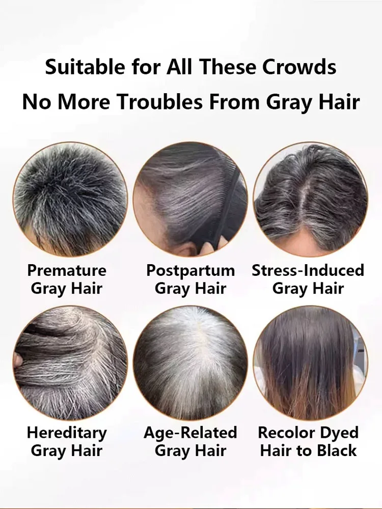 Schnelles Haarfärbeshampoo 3 in 1 Sofortfärbeshampoo Grau-Weiß-Abdeckung Natürliche Pflanzliche Schnellfärbung Langanhaltendes Färbeshampoo – Detail 2