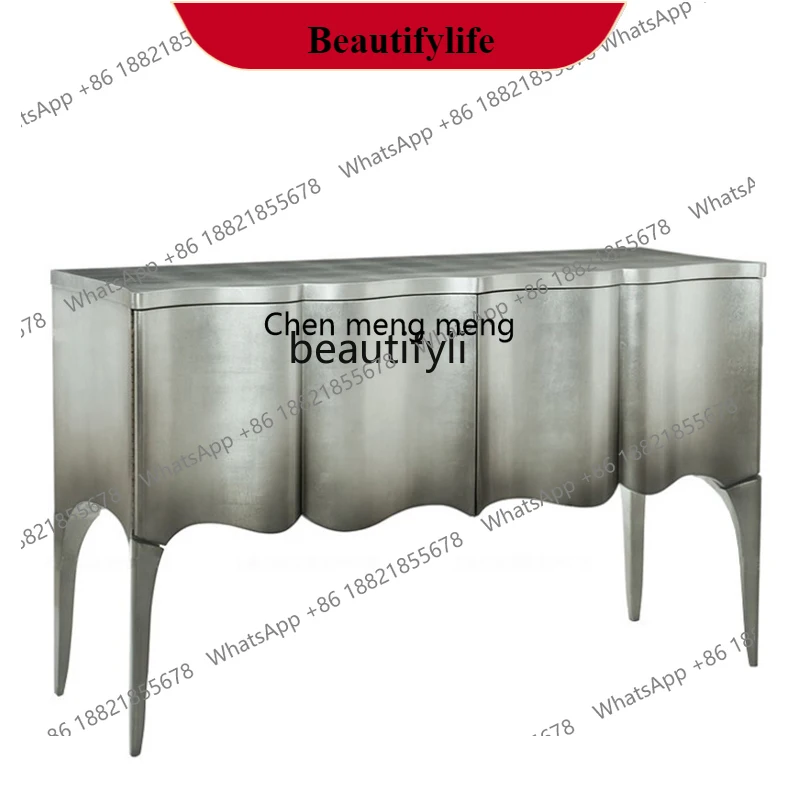 

G153 American light luxury solid wood porch cabinet, post-modern neoclassical decorative high cabinet silver old home partition