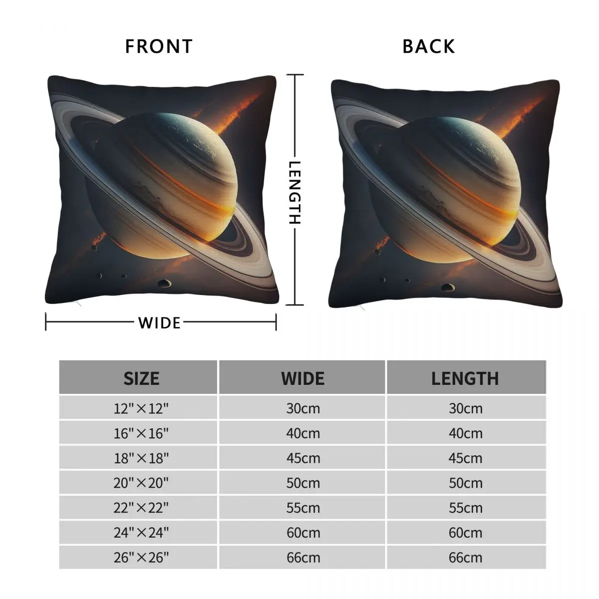 Saturn With Moons Square Pillowcase Polyester Linen Velvet Creative Zip Decor Pillow Case Home Cushion Cover