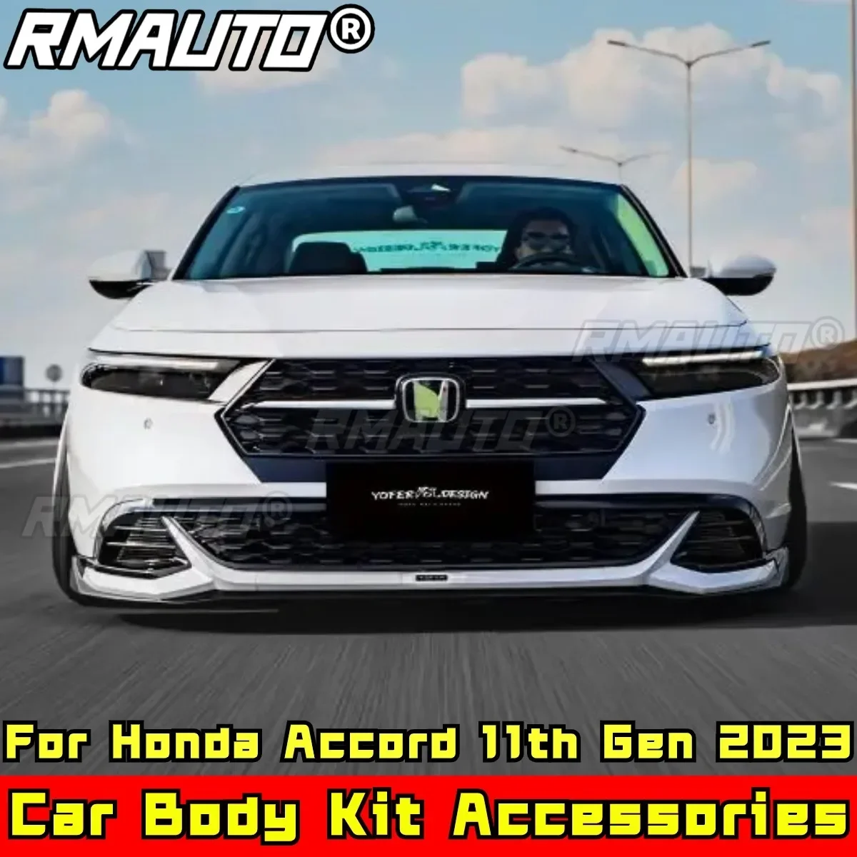 For Accord Car Bumper Diffuser Body Kit Glossy Black YOFER Style Car Bumper Lip for Honda Accord 11th Gen 2023 Car Accessories