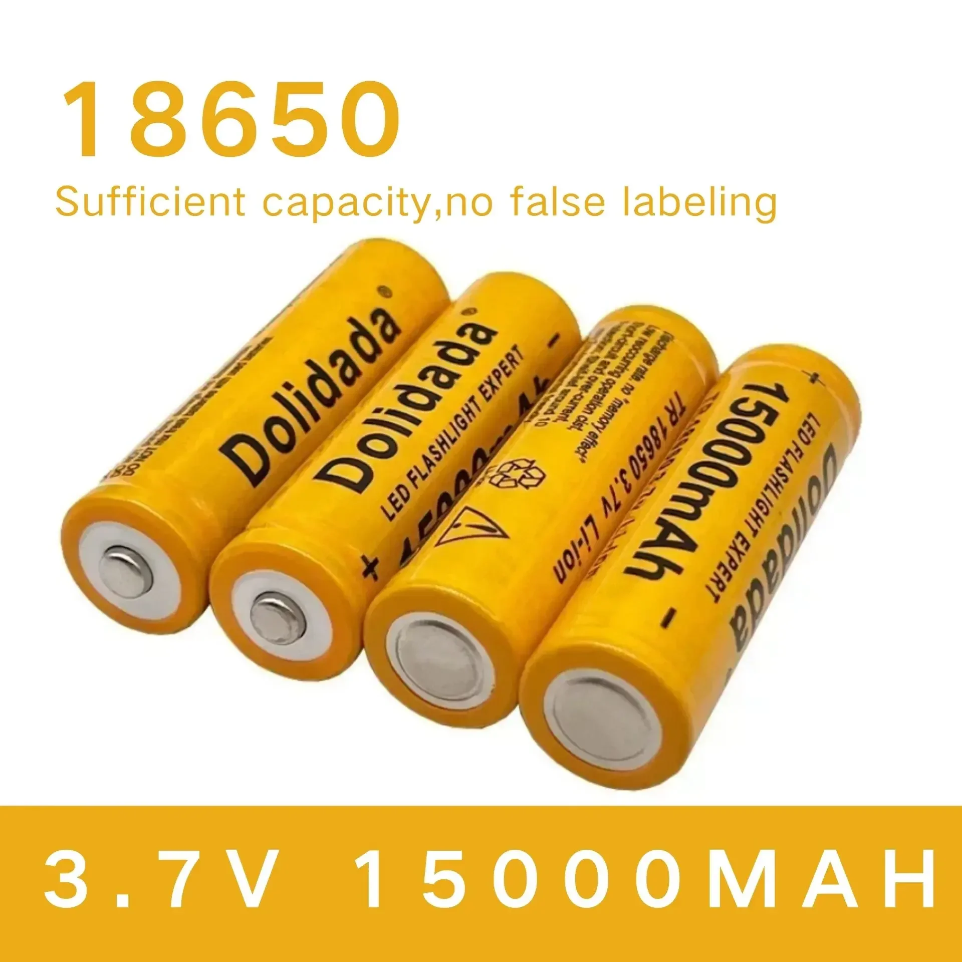 Dolidada-Lithium-ion Battery, 3.7V, 15000 mAh, 18650, recarregável, adequado para lanternas LED, produtos eletrônicos