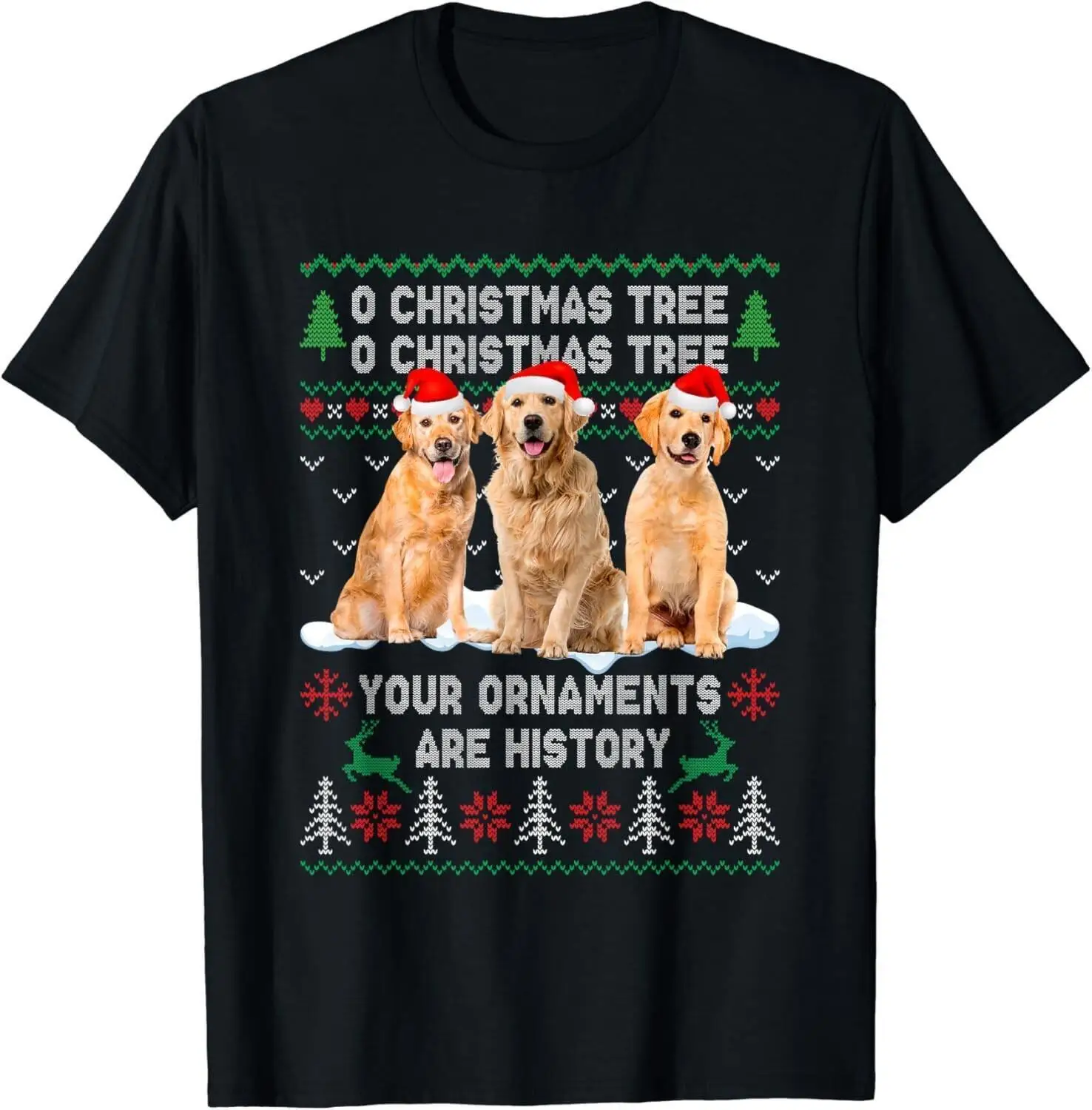 

Cute Golden Retriever Dog Oh Christmas Tree Ugly Xmas Gift Unisex T-Shirt