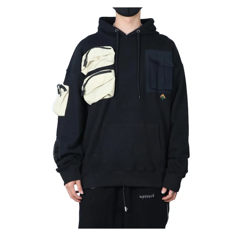 Cactus Jack Cargo Hoodies Embroidery Mens Cargo Pullover Hoodie Travis Scott Streetwear Multiple Pockets Sweatshirts and Hoodies