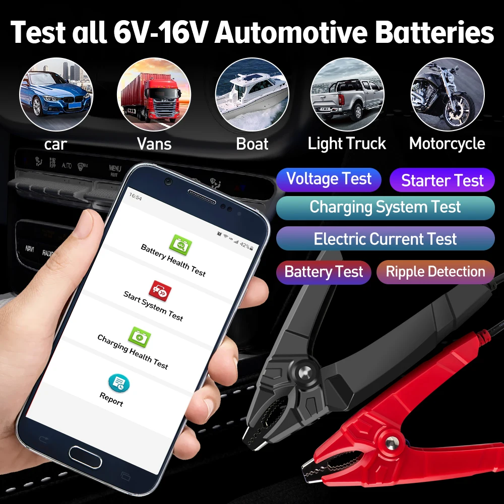 LAUNCH BST360 12V Car Battery Tester Automotive Cranking Charging Scanner Tools for X431 V/V+/PRO3S+/PAD V/Android/IOS