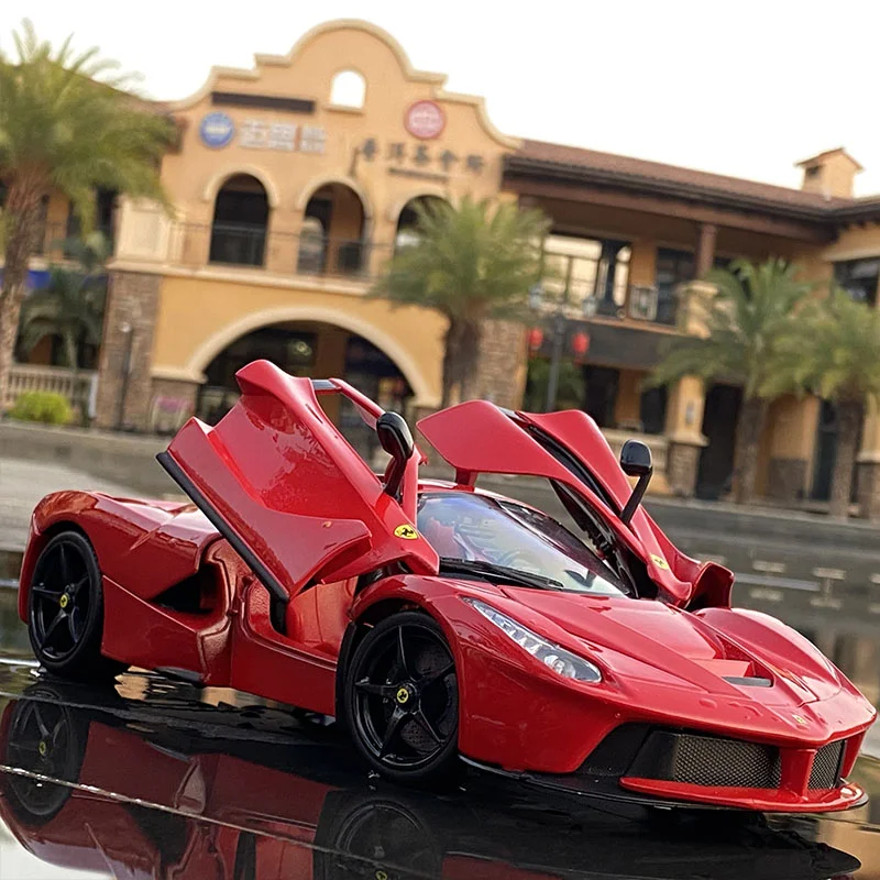 1:24 Laferrari Model Mobil Olahraga Paduan Diecast Mainan Logam Kendaraan Model Mobil Simulasi Suara Ringan Koleksi Hadiah Anak-anak