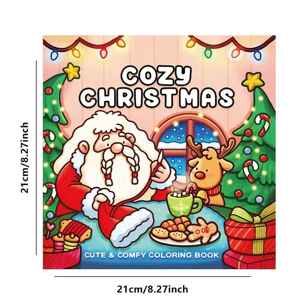 Cozy Christmas Christmas Coloring Book Cartoon Stress Relief Paperback Painting Gift Educational Doodles Book