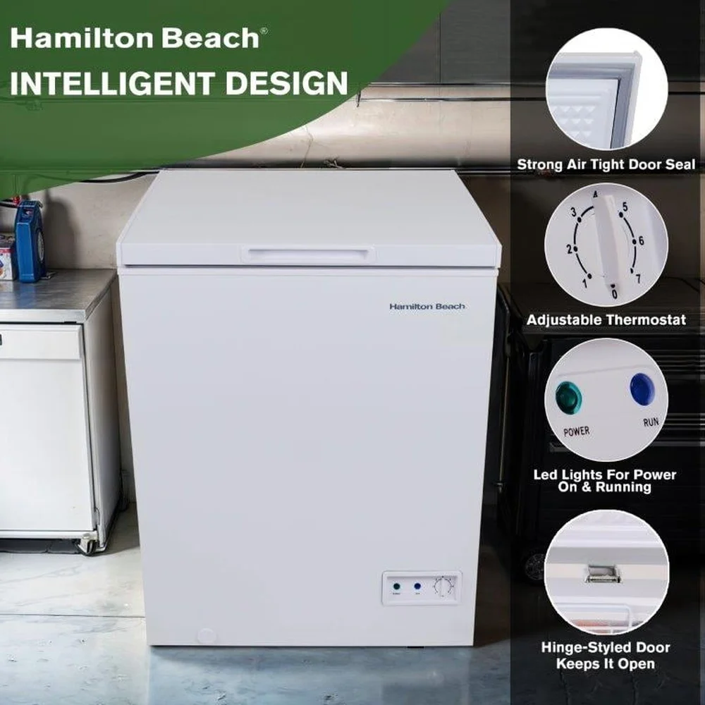 5.0 قدم مكعب الصدر الفريزر المرآب جاهز سلة متحركة قابل للتعديل التحكم في درجة الحرارة سهلة تذويب استنزاف حل التخزين الأبيض