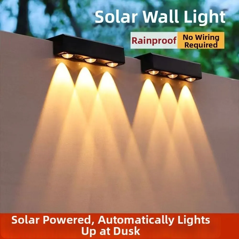Super Bright LED Solar Garden Lights Energy Saving Waterproof Wall Mount Lamp Modern Easy Installation Outdoor Wall Lantern