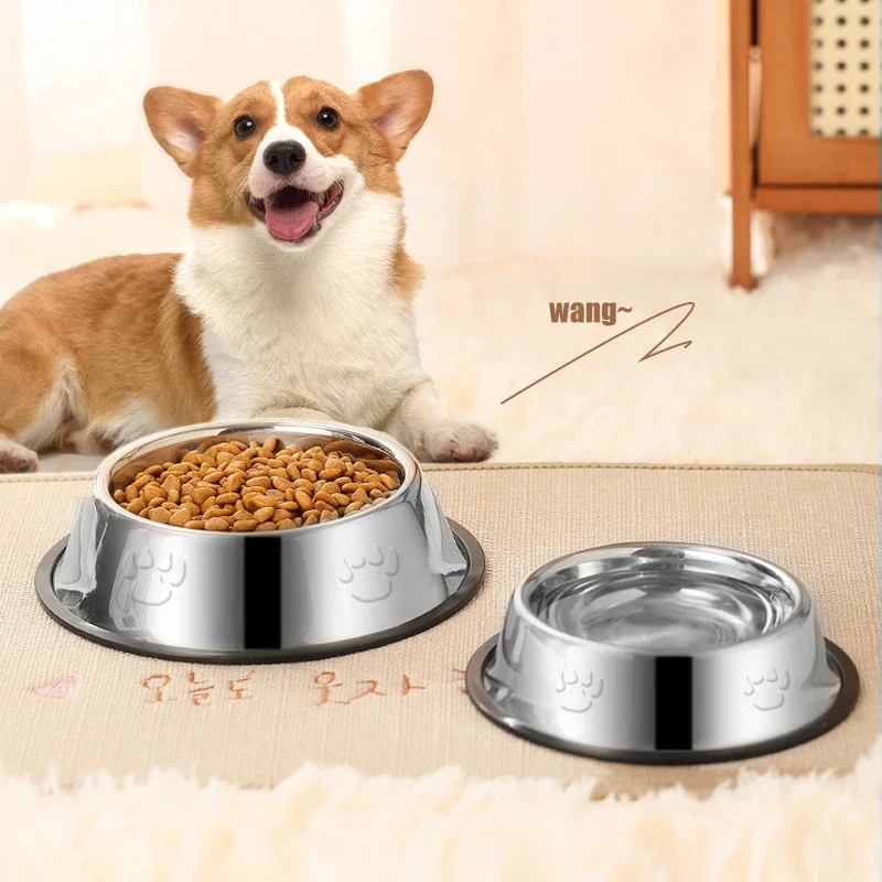 

Stainless Steel Pet Bowl, Anti-Tipping, Thickened, Easy to Clean, Non-Slip.