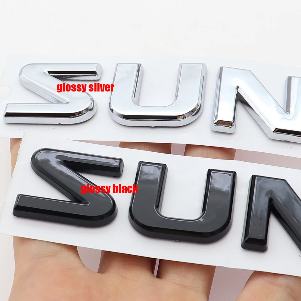 1PC 3D ABS SUNNY Car Letter Logo Sticker Tail Decoration Badge Auto Rear Trunk Emblem Styling Accessories RC