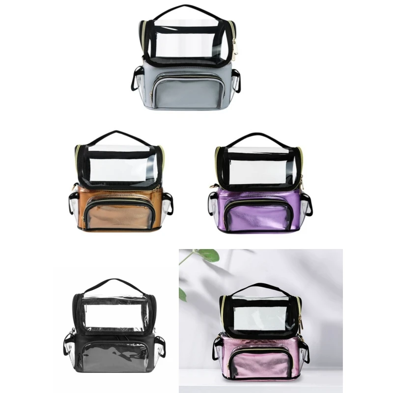 PVC Women's Cosmetic Bags Salon Makeup Tool Backpack Hairdressing Storage Transparent Waterproof Travel Bag Barber Accessories