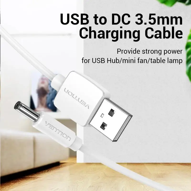 Vention USB to DC 3.5mm Power Cable USB A Male to 3.5 Jack Connector 5V Power Supply Charger Adapter for Fan USB HUB Power Cable