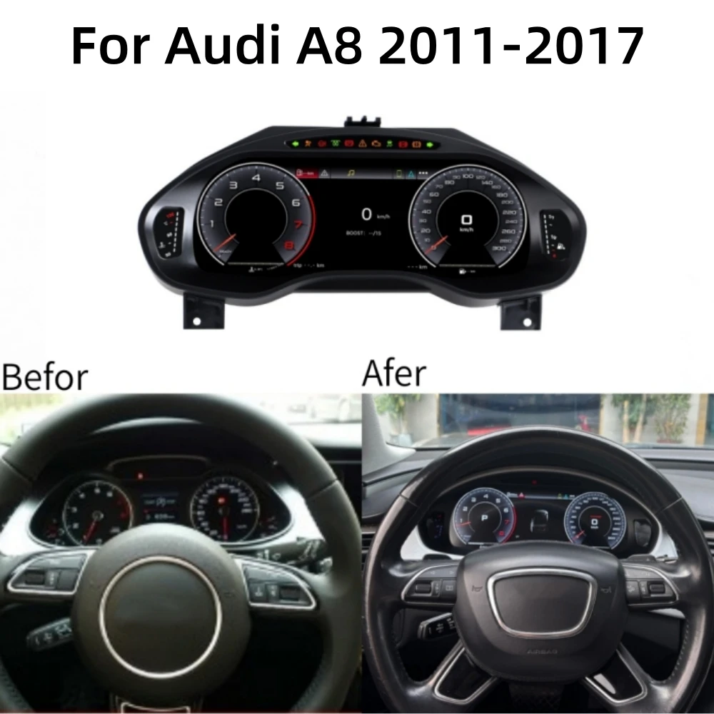 LCD Android Screen For Audi A8 2011-2017 Speedometer Car Digital Cluster Virtual Cockpit Dashboard Instrument Panel Carplay