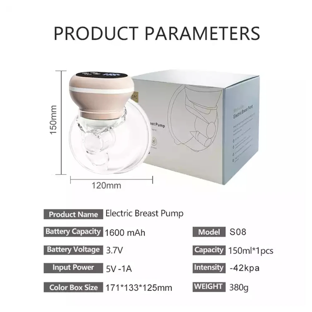 Wearable Electric Breast Milk Pump Handsfree LED Display BPA Free Low Noise Breastfeeding Pump Portable Double Breast Milk Pumps