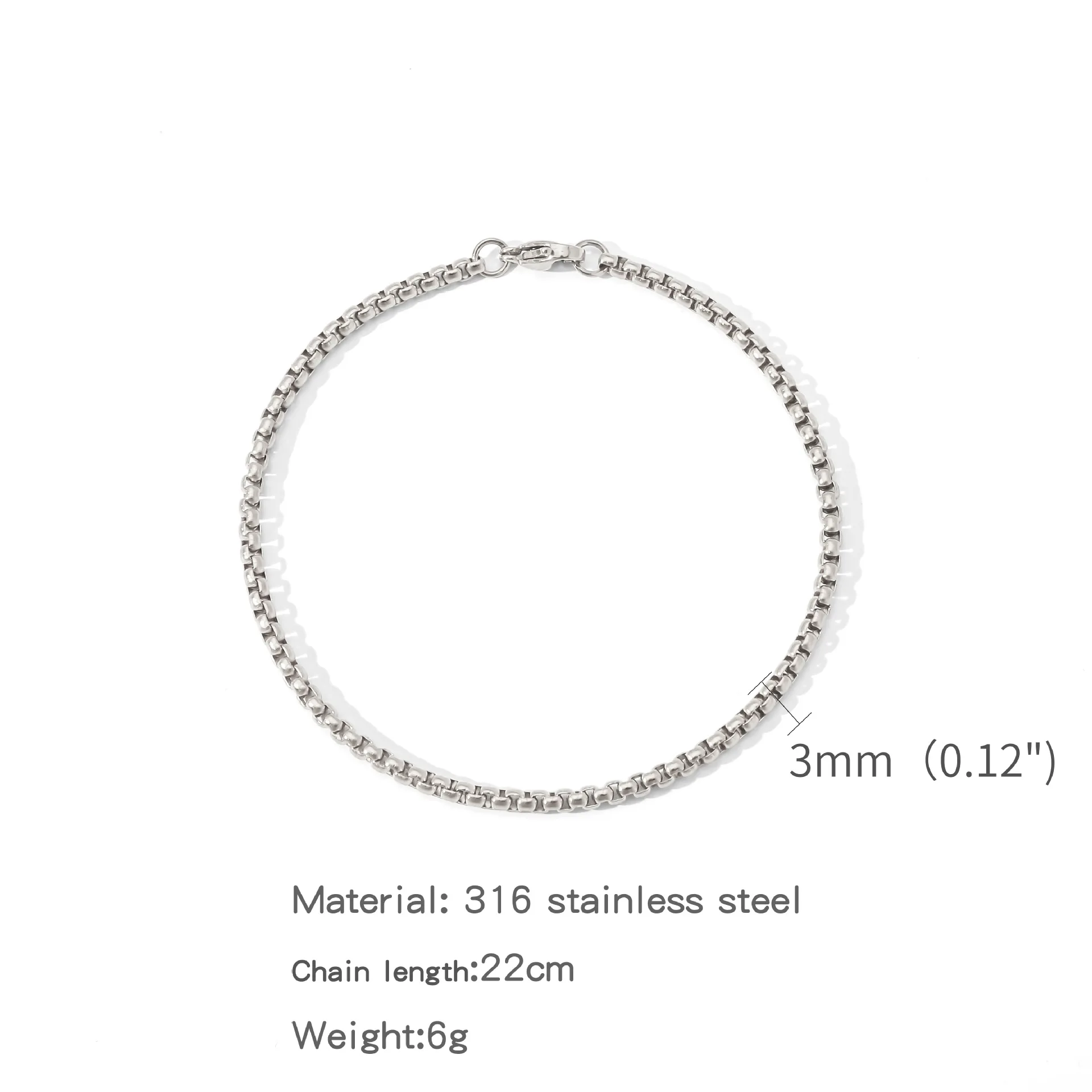 Edelstahl Quadratische Kugelketten-Armband für Männer Titanstahl-Schmuck Hip-Hop-Armband für Frauen Modetrend-Accessoires Geschenk – Detail 9