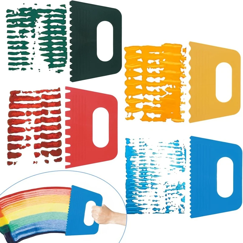 16 ชิ้นเครื่องมือศิลปะพื้นผิว, ชุดเครื่องขูดสีพลาสติก, เครื่องมือพื้นผิวสําหรับพลาสเตอร์เครื่องขูดสีศิลปะ, สําหรับศิลปะพื้นผิวบน