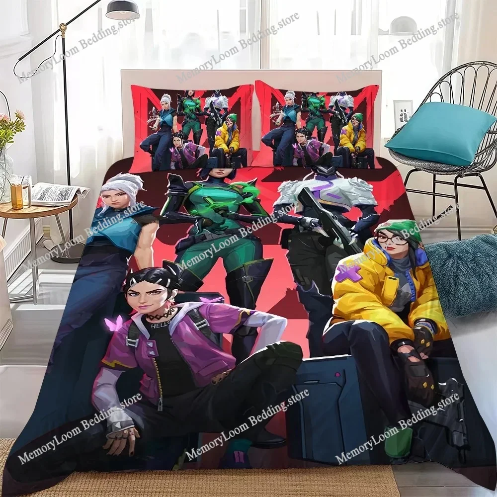 Game Duvet Cover Set Home Style Bedding Soft Laundry Cotton Bed V-Valorant-Cool Four Seasons Student Dormitory Home Textile963 5