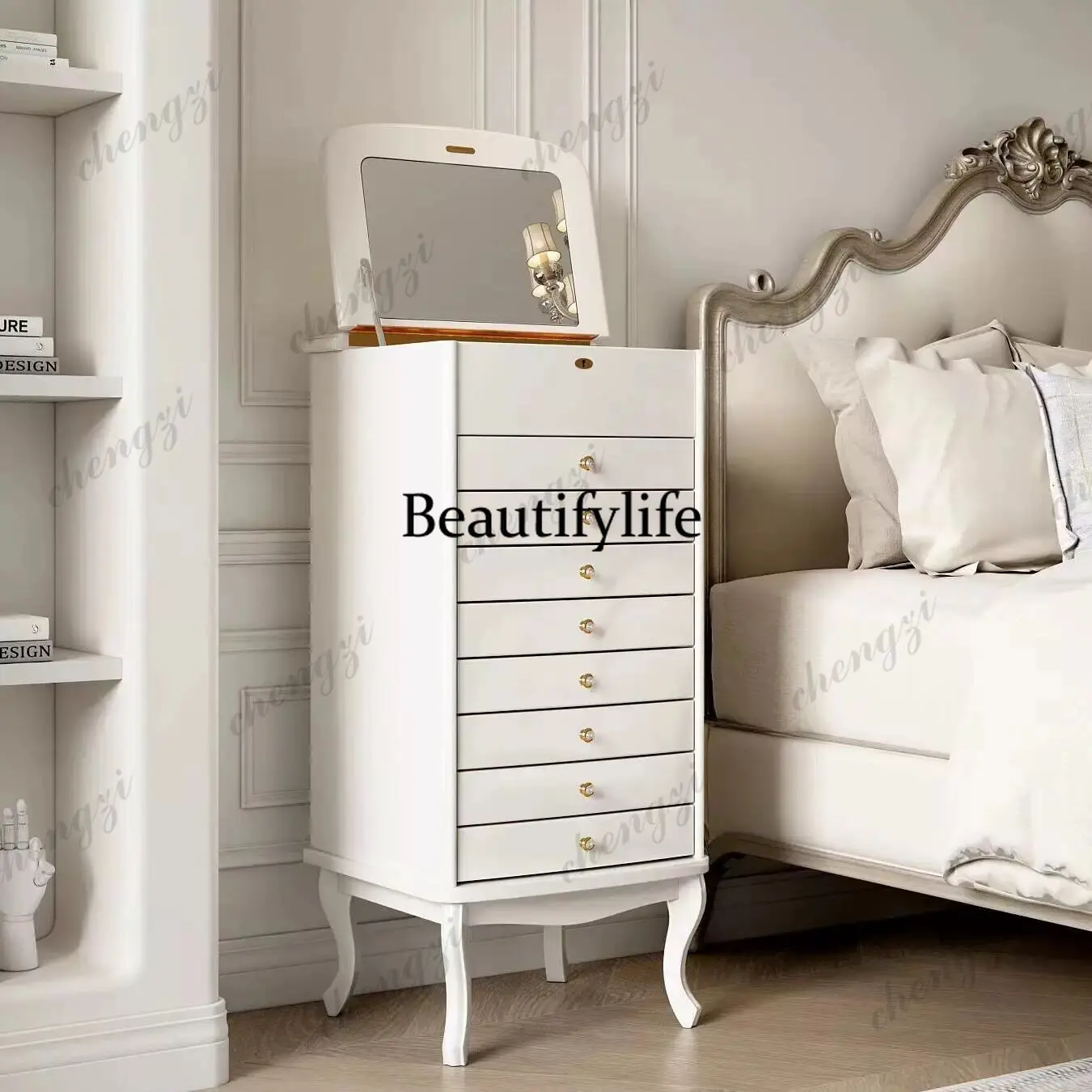 Jewelry Cabinet Locked Bedroom Display Cabinet Simple Multi-layer Floor Locker