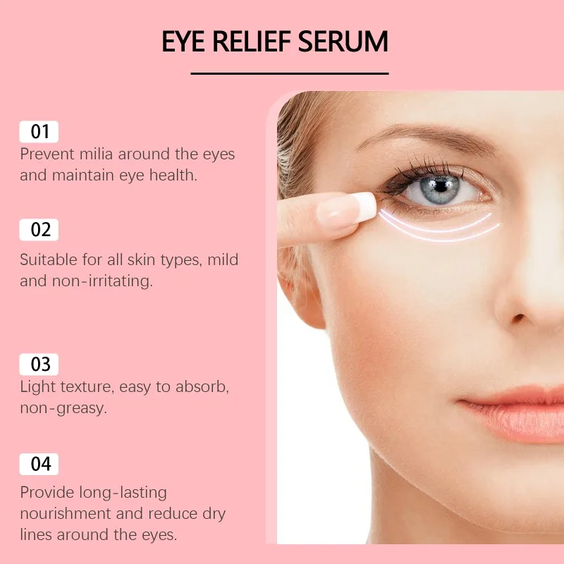 Eye Relief Serum Anti Dark Circle Eye Serum Eye Bags Anti-Wrinkle Massage Fine Lines Firm Moisturizing Radiant Skin Beauty Care