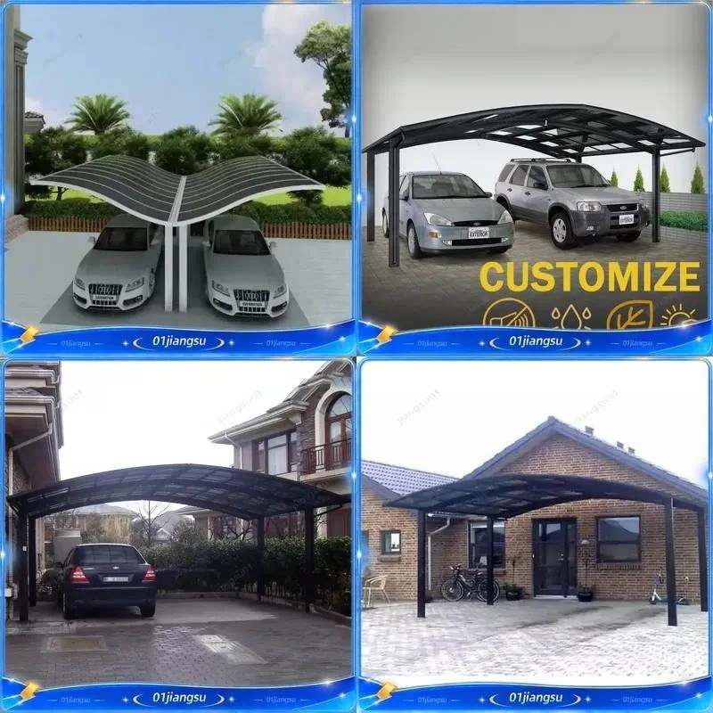 Heavy Duty Aluminum Frame Polycarbonate Carport Double Car Parking Shelter UV Resistant Waterproof Outdoor Garage Canopy Tent