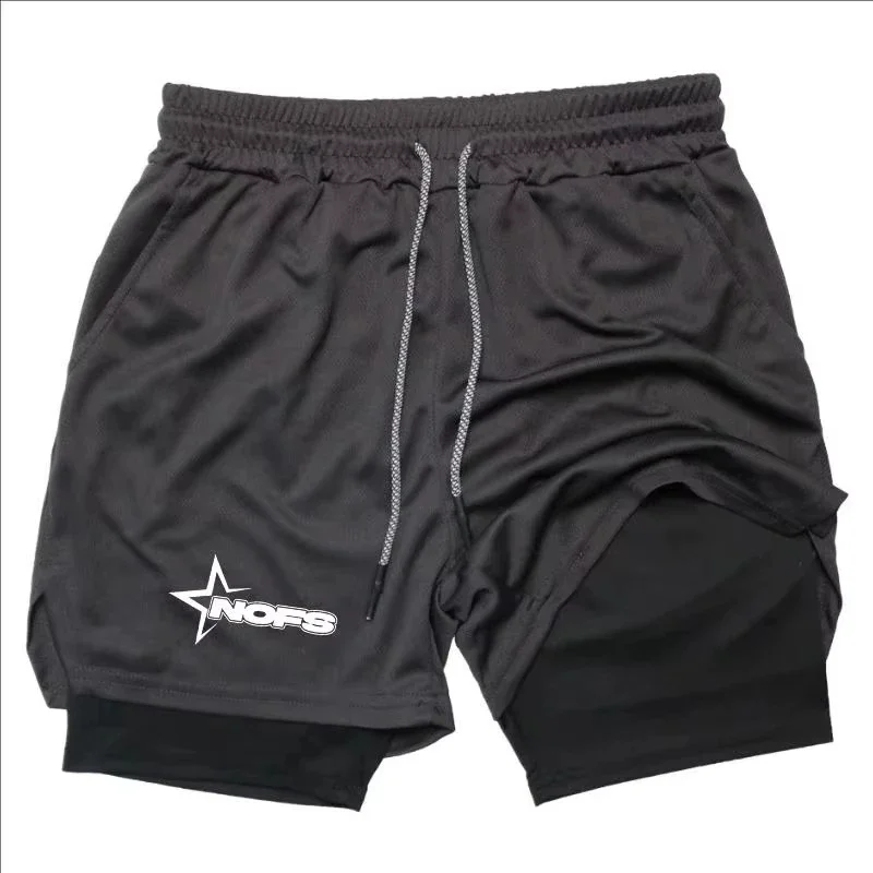 

Men's two-in-one sports shorts running quick-drying shorts gym and fitness training double-layered