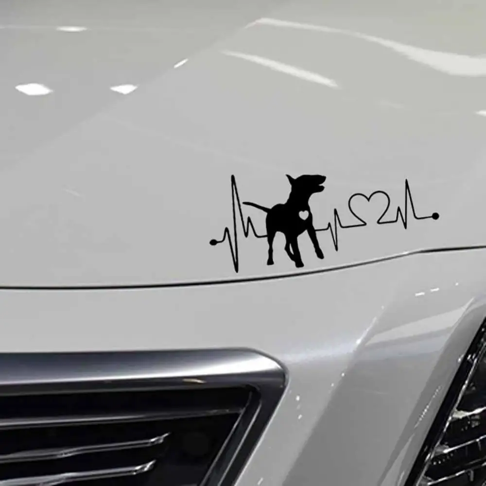 Bull Terrier Dog Electrocardiogram Car Body Window Decals Sticker Decoration araba aksesuar