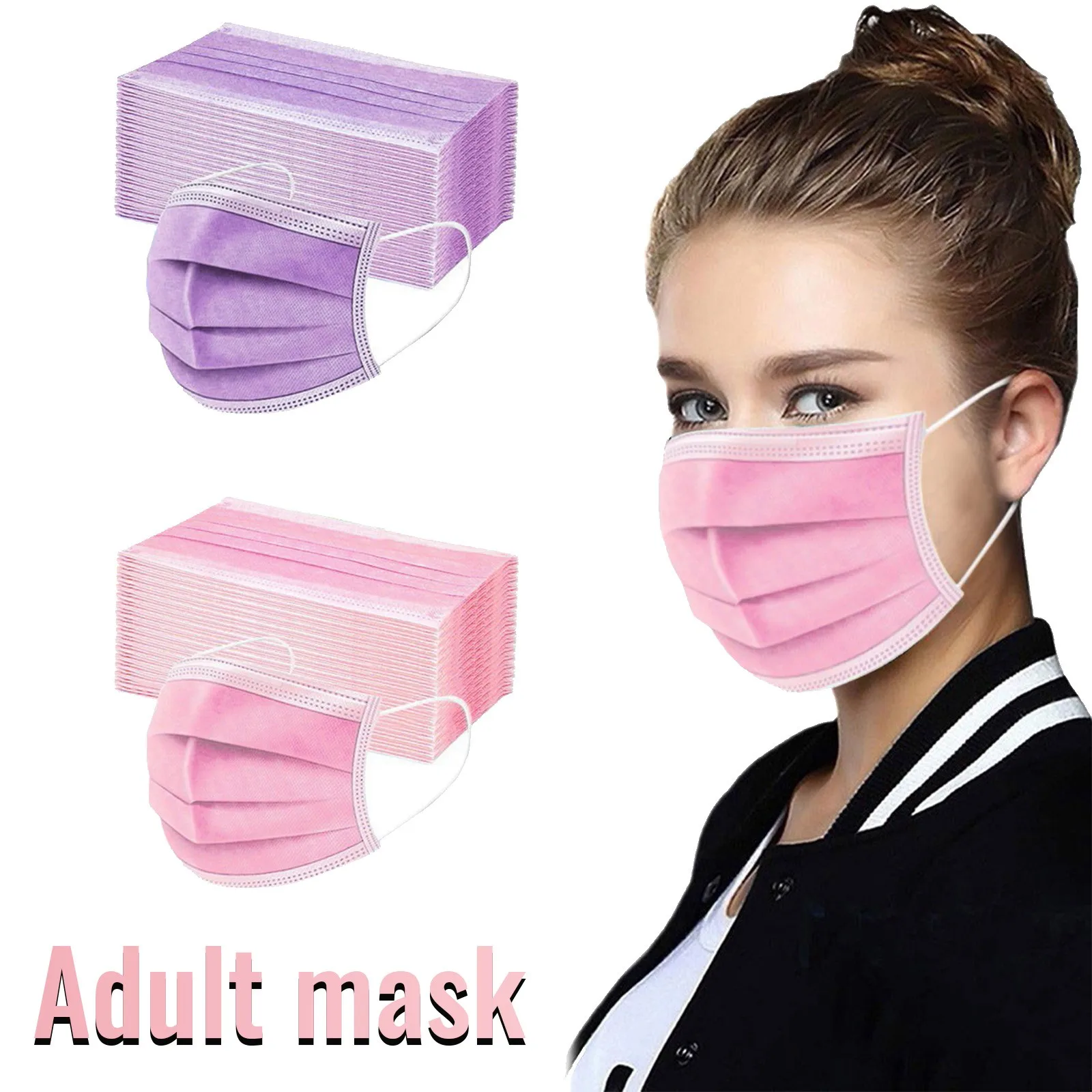 Women Man Solid Mask Disposable Face Mask 3Ply Ear Loop Anti-PM2.5 Mask Outdoor Dust-Proof Face Protective Mask Disposable Mask