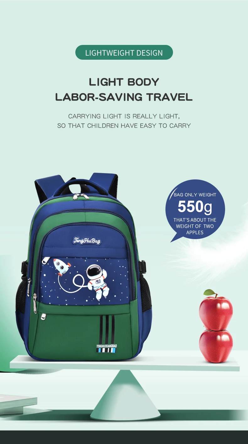 Grundschüler Schultasche Jungen 1,2,3,4,5,6 Klassen 6-12 Jahre alt Astronaut Umhängetasche Laptop Rucksack Wasserdicht WEA – Detail 10