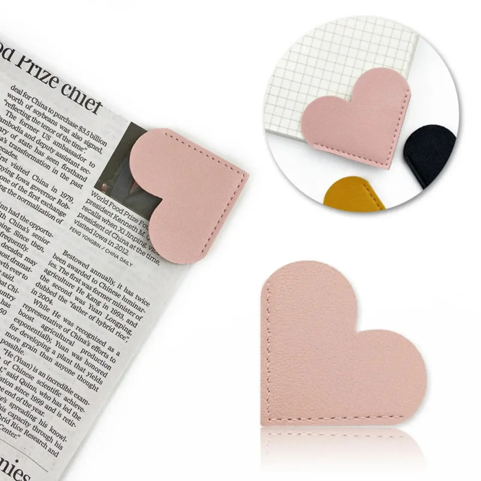 PU Bookmark Leather Heart Bookmark Mini-portable Gift Heart Bookmark Page Folder Corner Protective Cover School Supplies