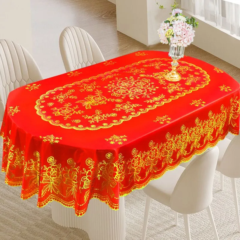 European Oval Dining Table Cloth Waterproof Oil Resistant Heat-resistant PVC Tablecloth No Wash Home Use Hotel Tablecloth ZF573