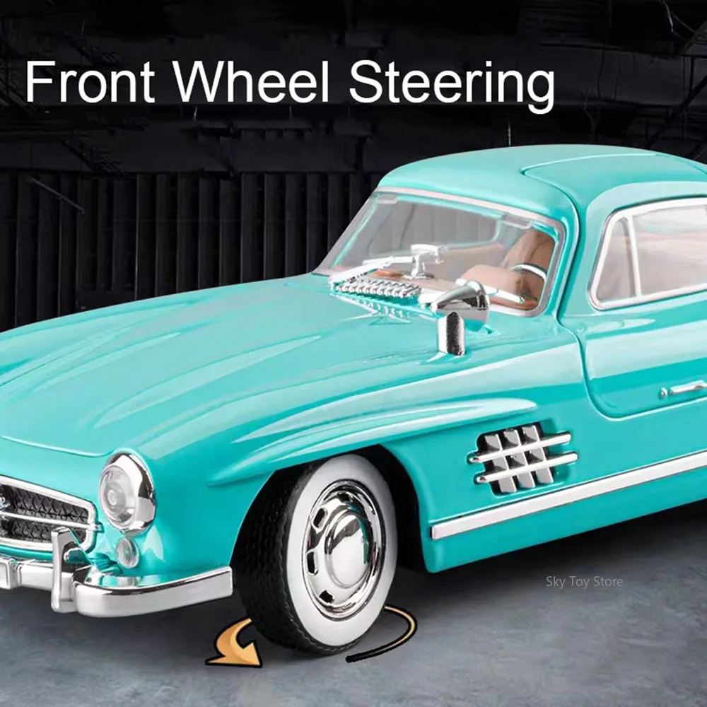 1:22 300SL SL63 Model Autka Zabawka Ze Stopu Metalu Odlewany Samochód Sportowy Otwierane Drzwi Dźwięk Światło Napęd Na Tył Kierownica Z Funkcją Skręcania Przednimi Kołami Prezent Dla Chłopca