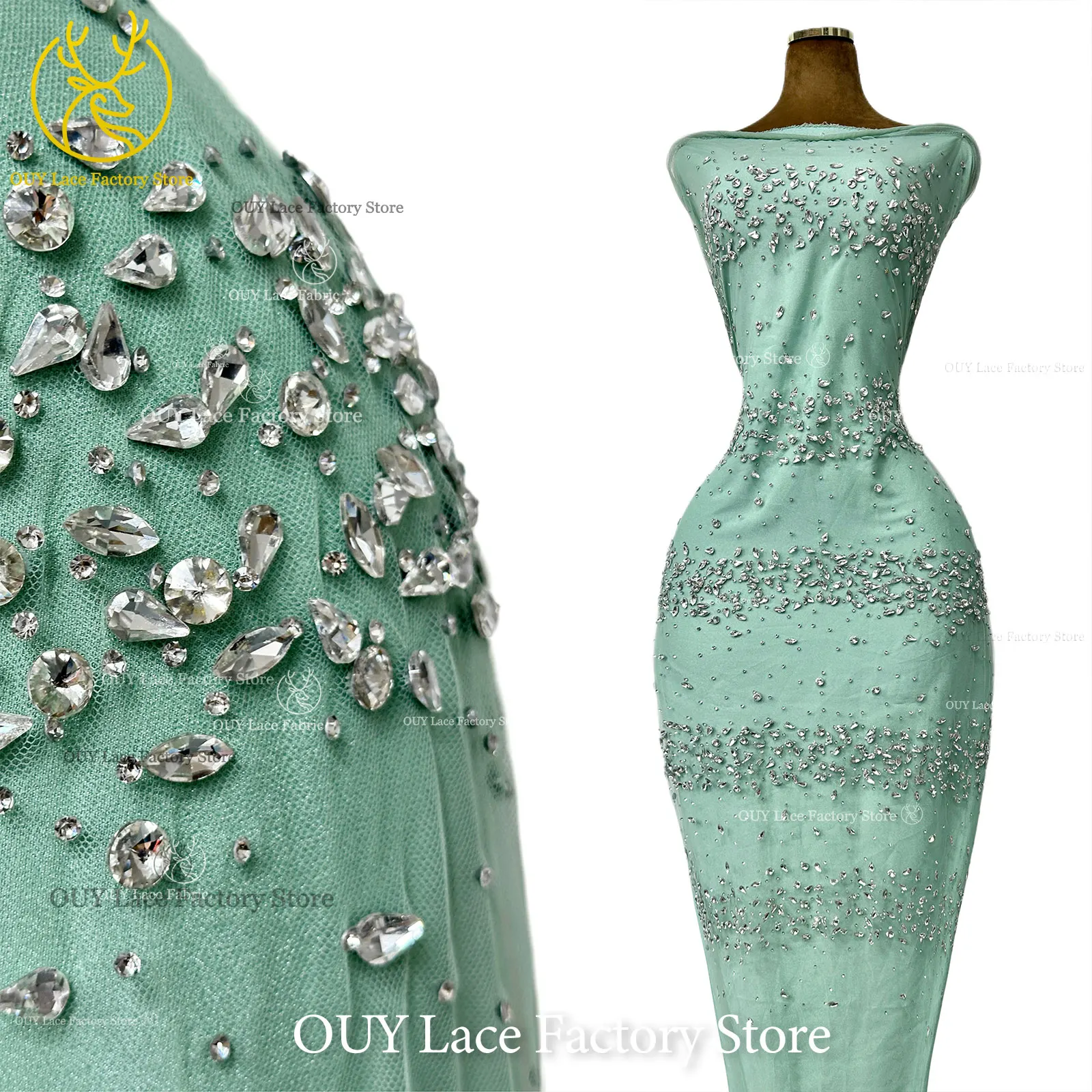 Goldener Luxus-Tüll-Spitzenstoff aus Dubai, hochwertiger nigerianischer afrikanischer Diamant-Tüll-Spitzenstoff für Hochzeitskleidung. – Detail 4