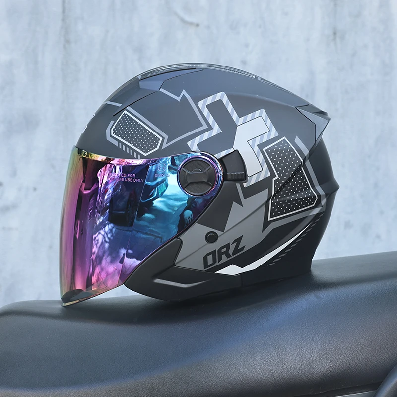 

Retro Half Helmet, Men's and Women's Dual Mirror Electric Car Helmet, Dual Mirror Pedal Half Helmet, Four Seasons Universal