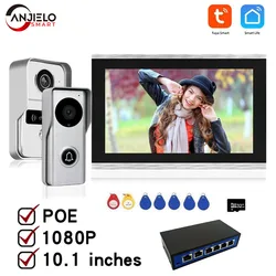 TUYA 1080P 10 Inch Video Intercom Touch Screen Wireless WiFi POE Wired Doorbell RFID Access Control Night Vision Waterproof