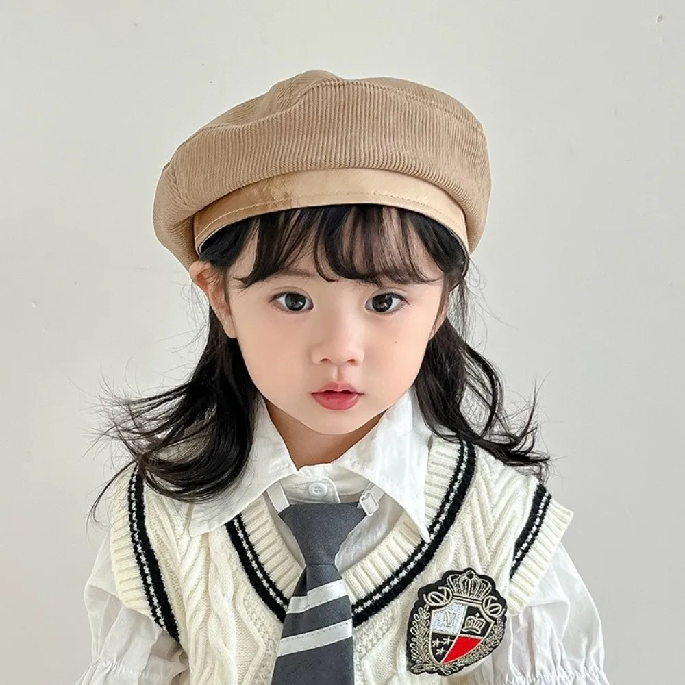 

Fashion Korean Baby Beret Spring Autumn Sweet Beanies Cap Casual Corduroy Painter Hats 2-6year