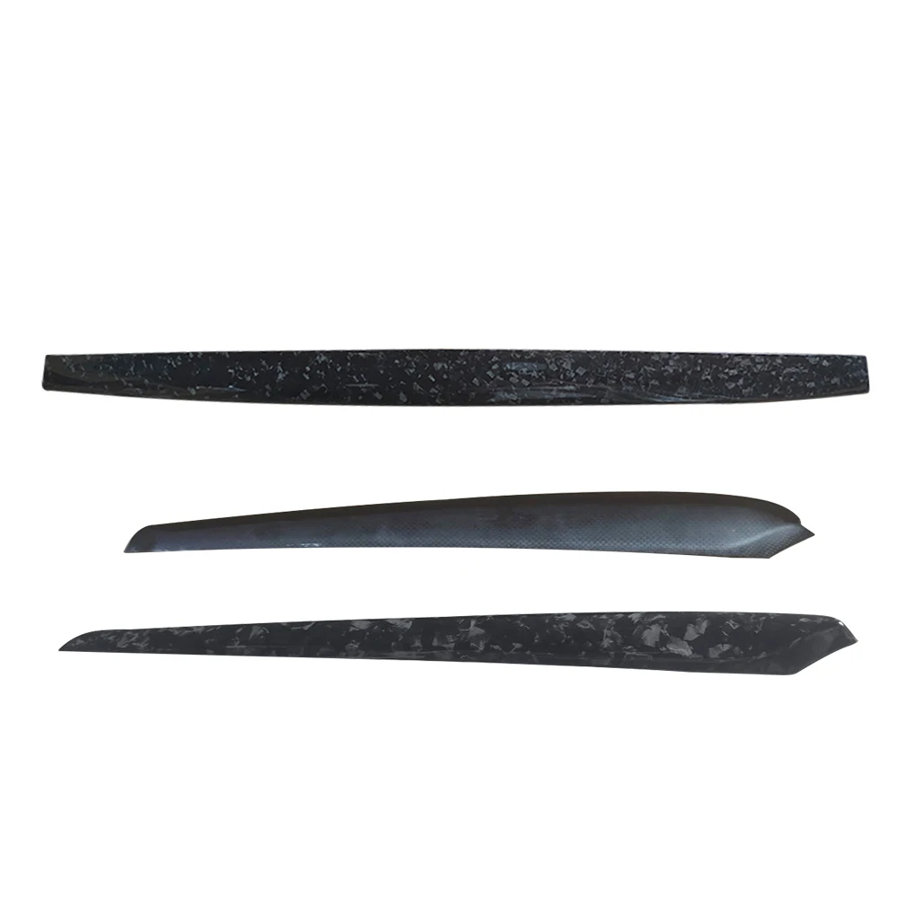 3pcs Forged Carbon Fiber Interior Accessories Dashboard Cover Door Trims For Tesla Model 3 Model Y 2017up