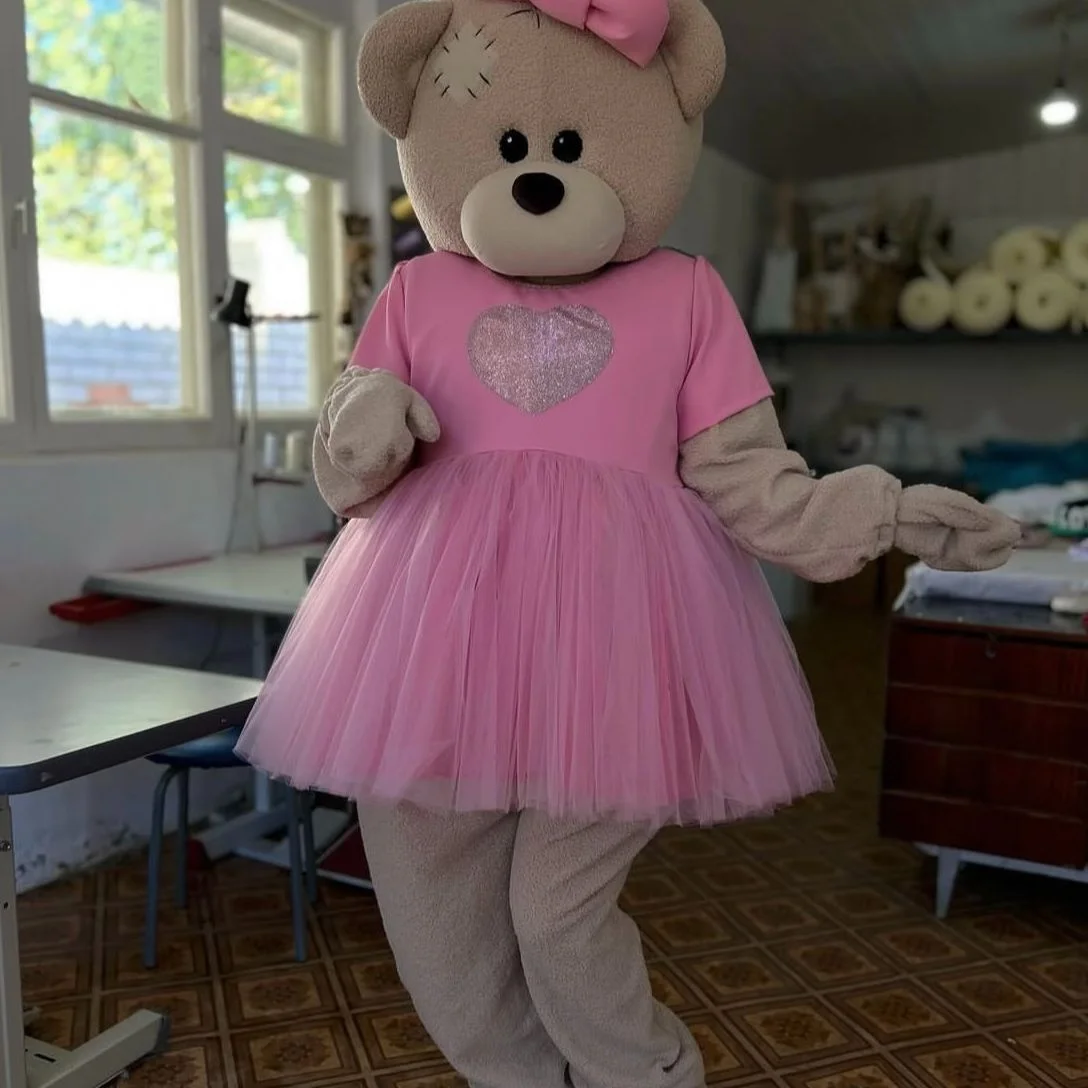 

Pink Dress Princess Bear Love Teddy Bear Luxury Mascot Costume Plush Cartoon Christmas Fancy Dress Halloween Carnival Suits