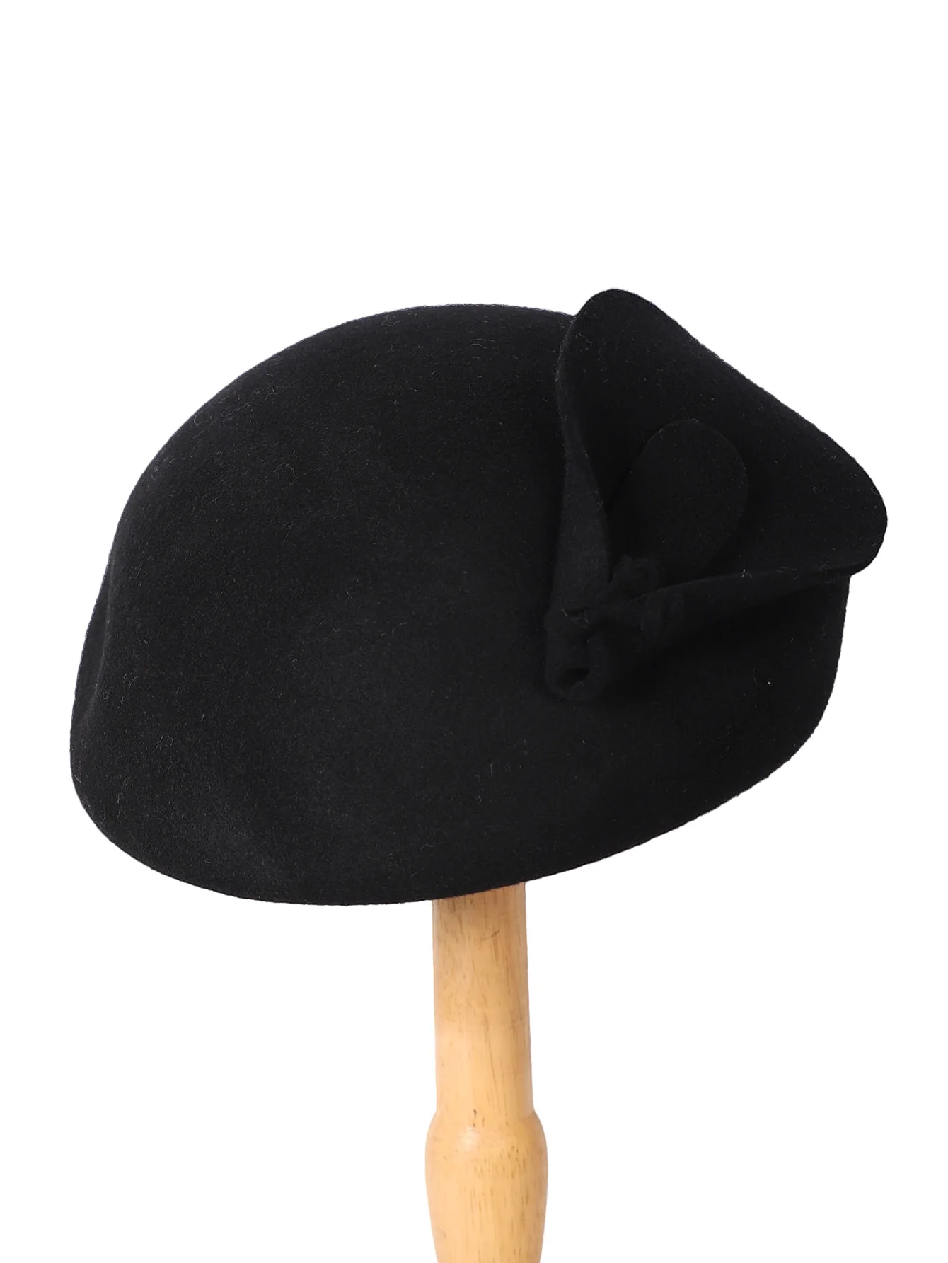 Eleganter 100% Wollfilz Kleiner Zylinder Luxuriöser Damen-Beret für Winter, Teepartys, Formelle Anlässe, Kirche und Cocktails mit Blume für Damen – Detail 5