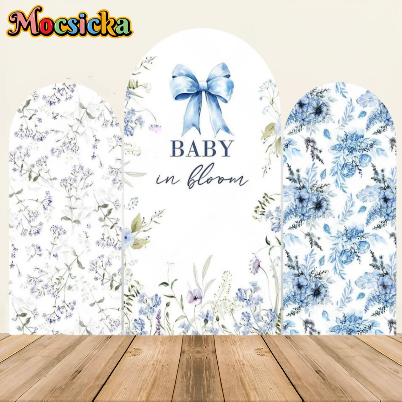 

Blue Flowers Arch Backdrop Party Balloon Arch Background Covers Customized Design Decoration Elastic Fabric Arch Backdrop