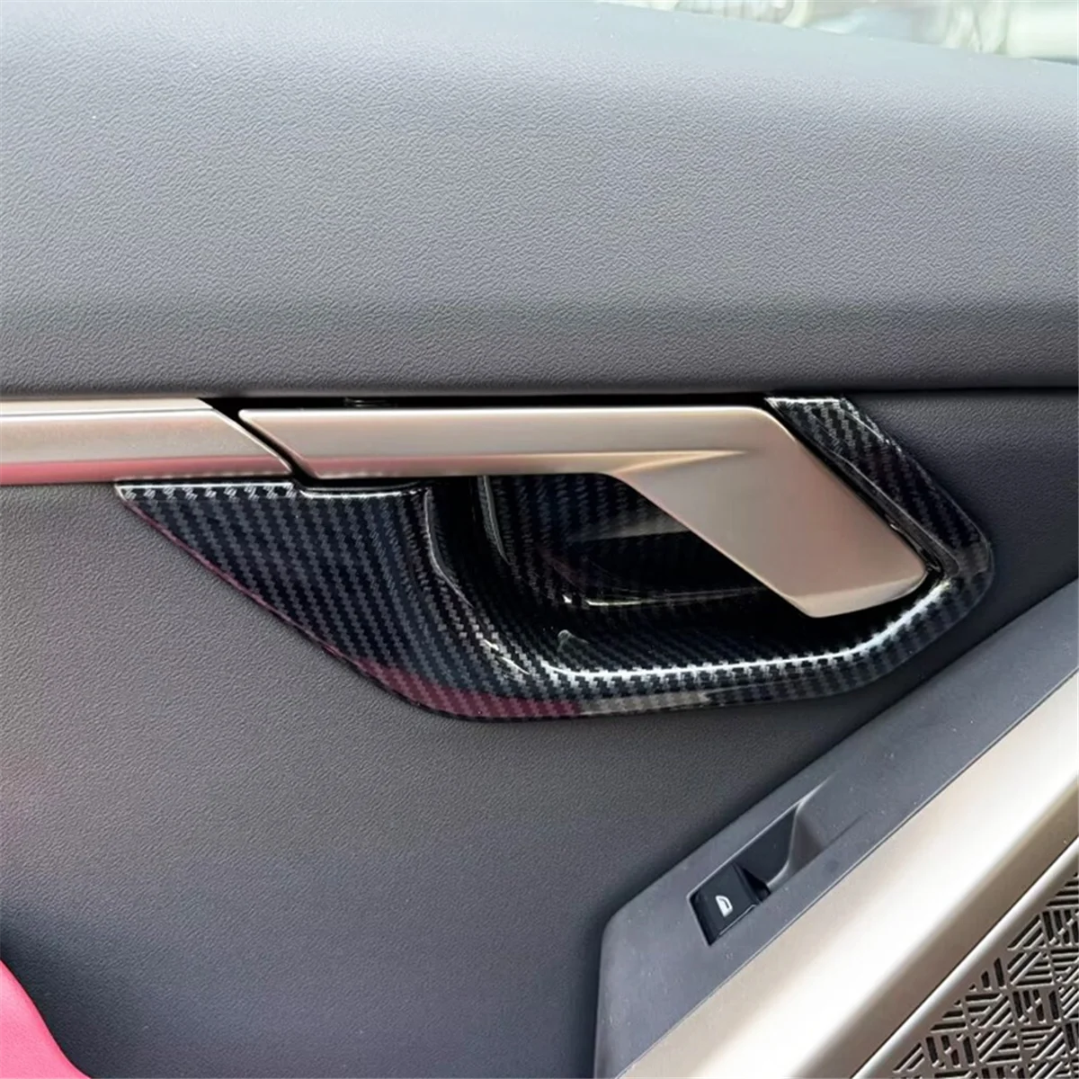 Manija de puerta Interior para BMW serie 5 G60 2024, cubierta de cuenco, embellecedor de decoración, accesorios interiores, ABS, fibra de carbono