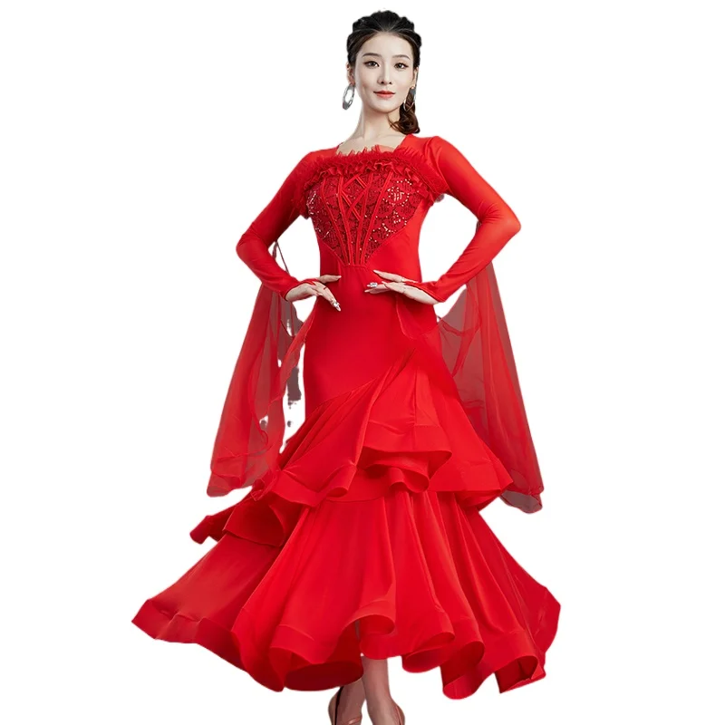 

2025 New Woman Ballroom Dance Competition Dress Dance Ballroom Waltz Standard Dance Dress Women Ballroom Dress