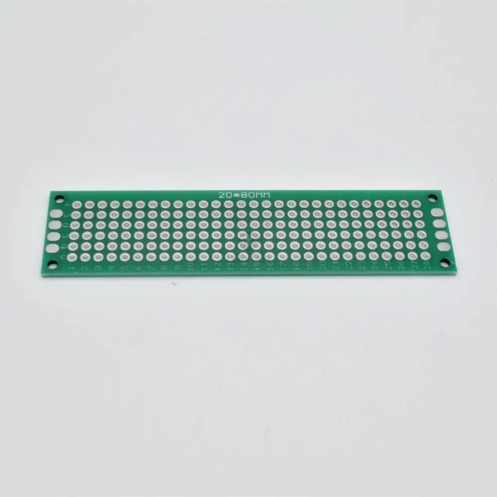 Dupla face Spray Tin Plate, PCB Circuit Board, Fibra de Vidro de Óleo Verde, Universal Board, 2*8cm, LT00119