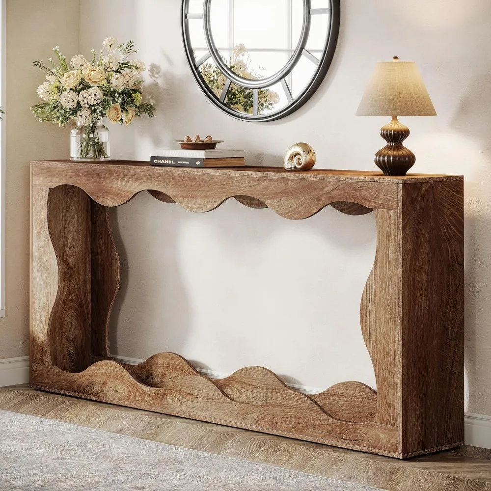 63 Inches Farmhouse Console Table with Storage Couch Table Behind Sofa Long Entryway Table Sofa Console Table Narrow Console